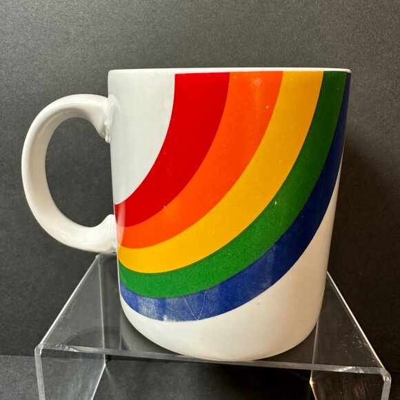 Rainbow Ceramic Mug Coffee/Tea Cup Vintage 1986 Pride FTDA Made in Korea - Picture 3 of 8